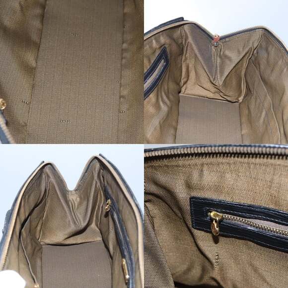 FENDI Zucca Canvas Hand Bag Brown Black Gold - Picture 12 of 14